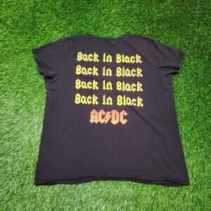 AC/DC Back in Black Album T-Shirt Double Sided Roomy Body Boxy Fit Womens XL